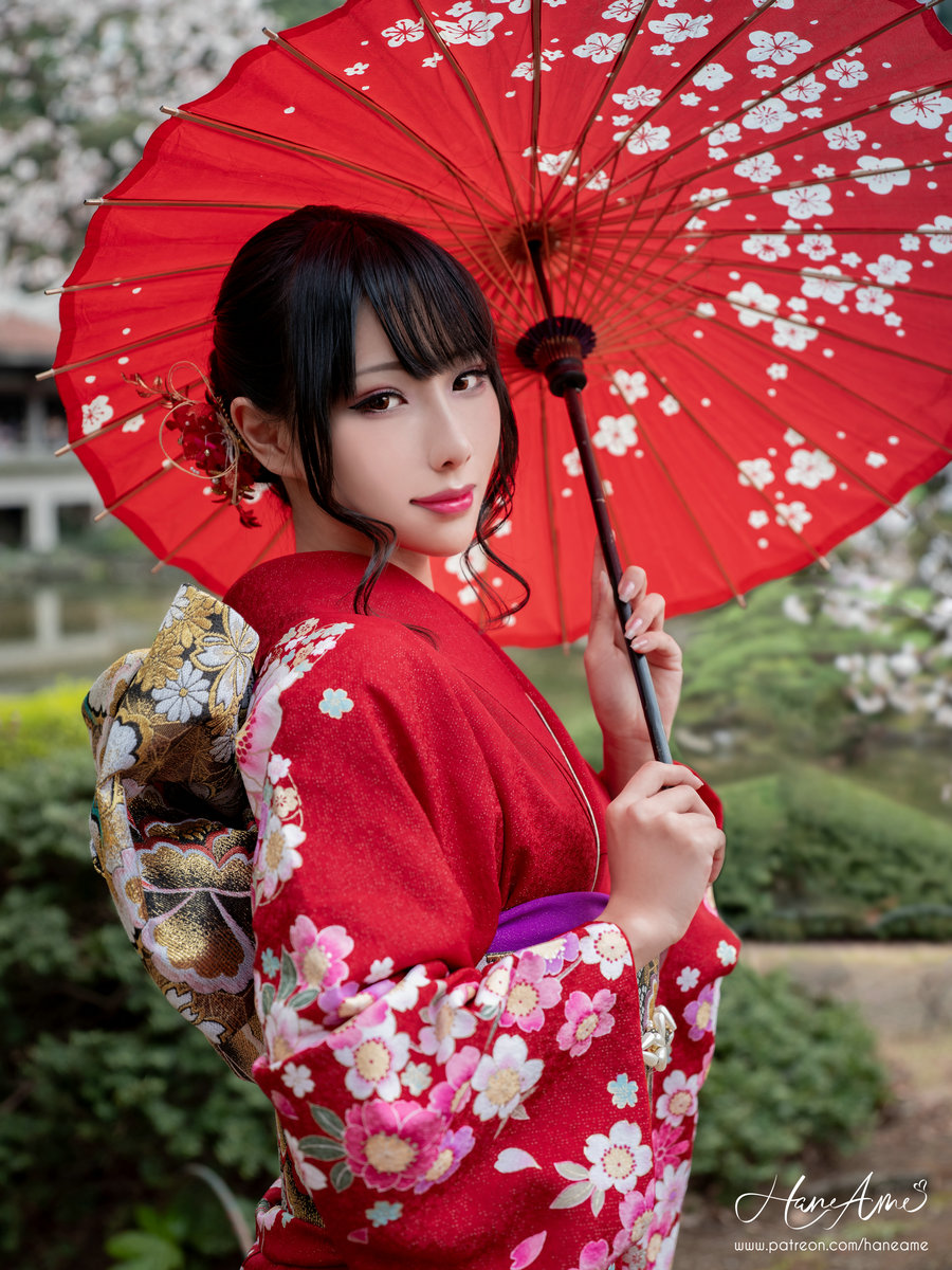 Hane Ame 雨波写真 - 赤紅和服 [38P-736MB]
