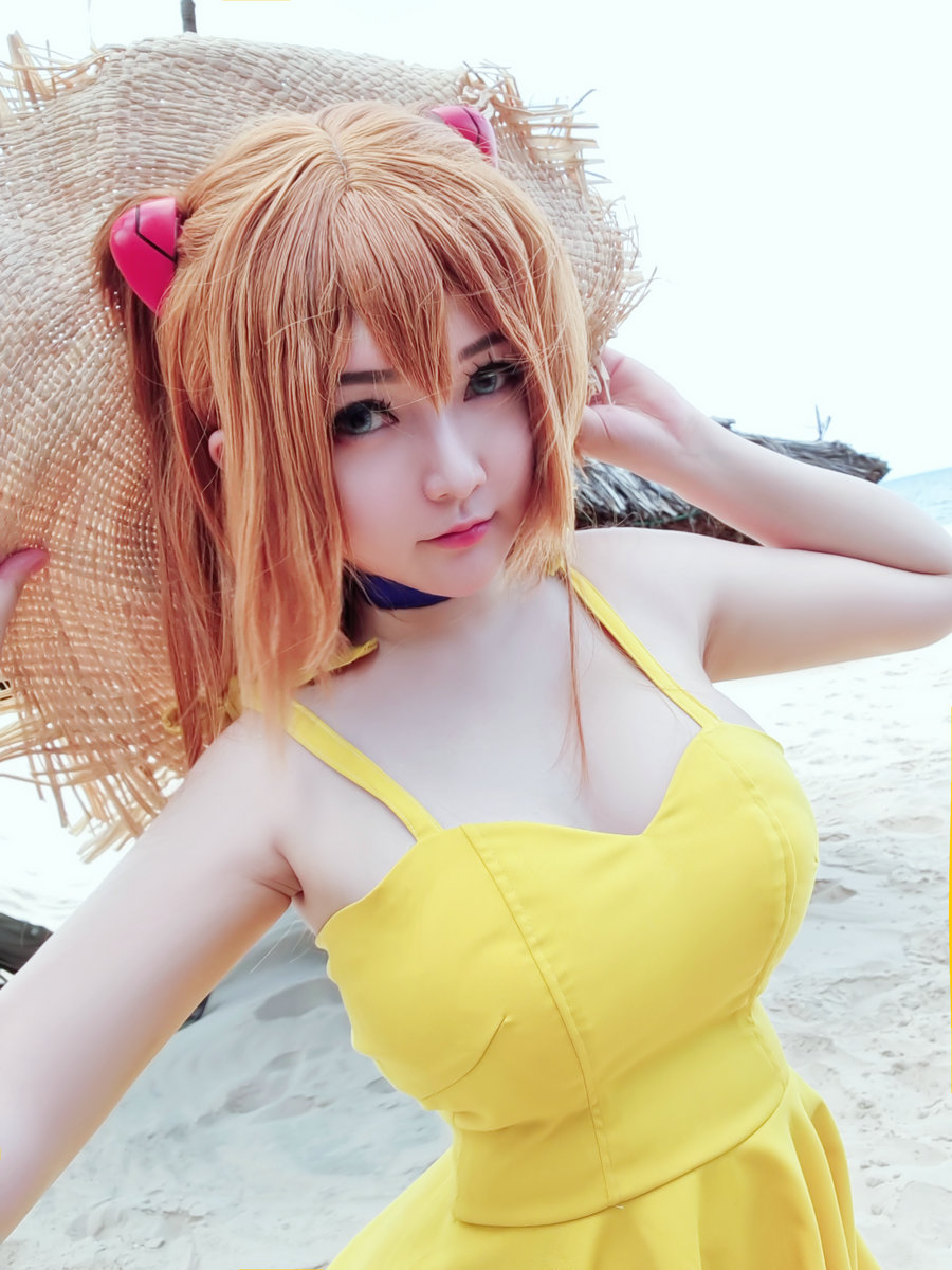 Coser小姐姐Potato Godzilla - Asuka Yellow Dress [27P-369MB]