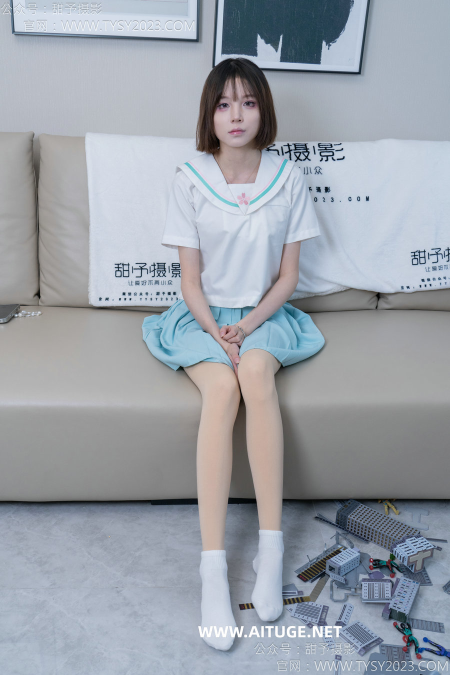 甜予摄影 No.182 珞珞-板鞋、白棉袜、厚肉丝、小人国剧情 [134P2V-10.5GB]