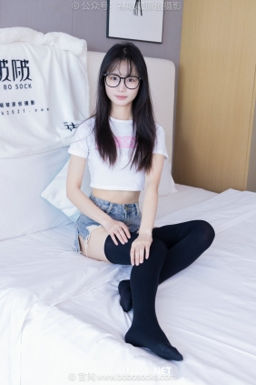 BoBoSocks袜啵啵 积分限定作品052 甜甜圈-凉鞋、厚黑丝大腿袜、裸足穿鞋 [15...