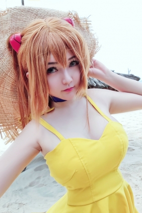 Coser小姐姐Potato Godzilla - Asuka Yellow Dress [27P-369MB]