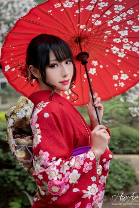 Hane Ame 雨波写真 - 赤紅和服 [38P-736MB]